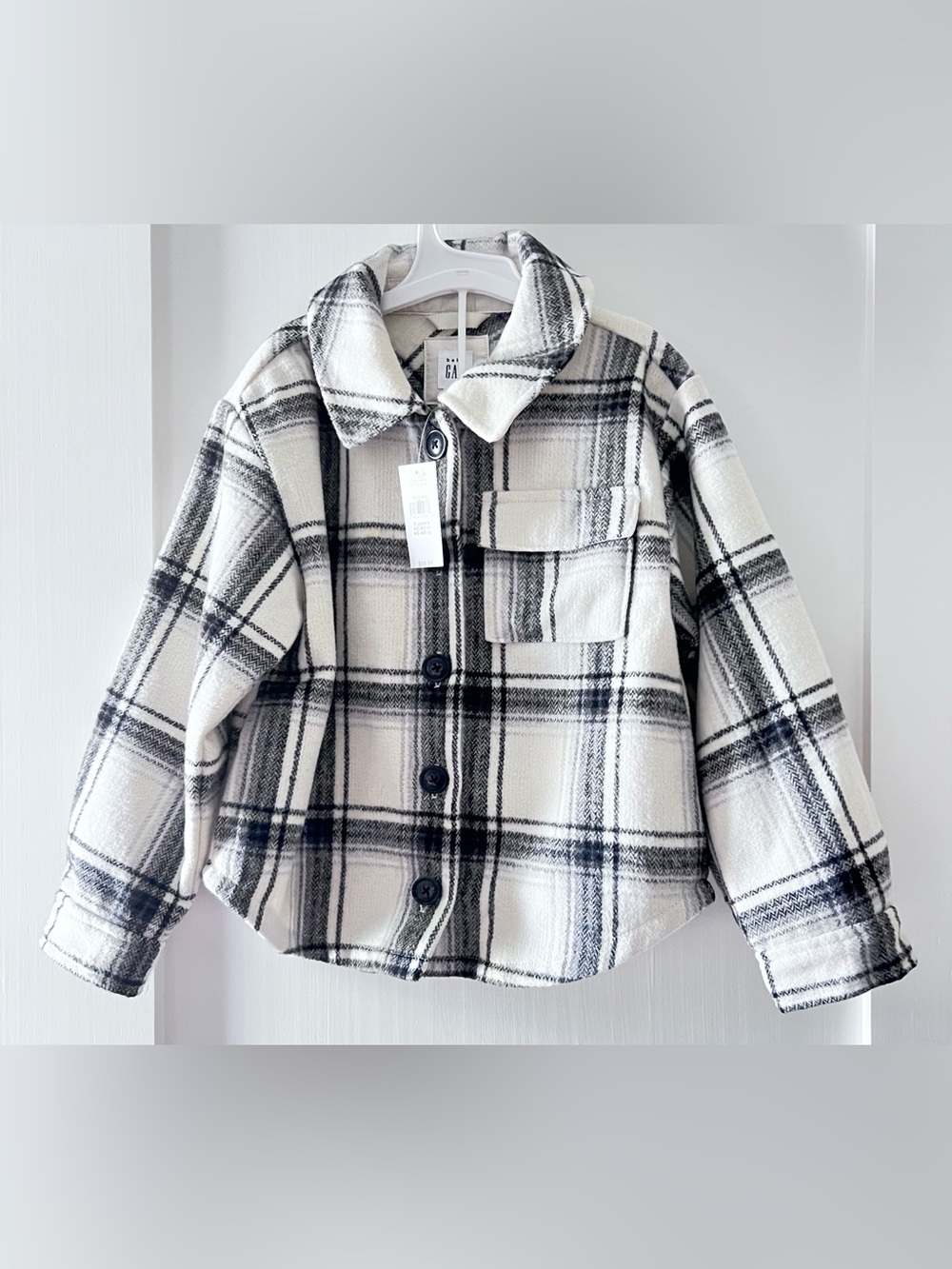 GAP Kids Shacket Plaid Flannel Jacket Shirt 5T Child Pockets Button New NWT
